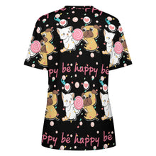Load image into Gallery viewer, Be Happy Pug Love All Over Print Women&#39;s Cotton T-Shirt - 4 Colors-Apparel-Apparel, Pug, Shirt, T Shirt-9
