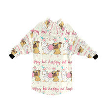 Load image into Gallery viewer, Be Happy Pug Love Blanket Hoodie for Women-Apparel-Apparel, Blankets-9