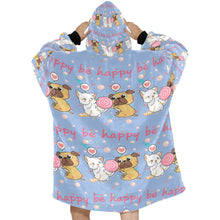 Load image into Gallery viewer, Be Happy Pug Love Blanket Hoodie for Women-Apparel-Apparel, Blankets-8