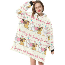 Load image into Gallery viewer, Be Happy Pug Love Blanket Hoodie for Women-Apparel-Apparel, Blankets-11