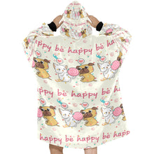 Load image into Gallery viewer, Be Happy Pug Love Blanket Hoodie for Women-Apparel-Apparel, Blankets-12