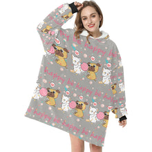 Load image into Gallery viewer, Be Happy Pug Love Blanket Hoodie for Women-Apparel-Apparel, Blankets-14