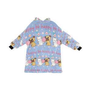 Be Happy Pug Love Blanket Hoodie for Women-Apparel-Apparel, Blankets-LightSteelBlue-ONE SIZE-6