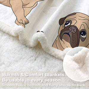 Be Mine Pug Love Soft Warm Fleece Blanket-Blanket-Blankets, Home Decor, Pug-5