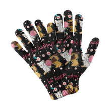 Load image into Gallery viewer, Be Happy Pug Love Touch Screen Gloves - 4 Colors-Accessories-Accessories, Dog Dad Gifts, Dog Mom Gifts, Gloves, Pug-Black-4