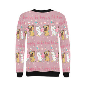 Be Happy Pug Love Women's Sweatshirt-Apparel-Apparel, Pug, Sweatshirt-13