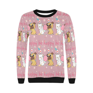 Be Happy Pug Love Women's Sweatshirt-Apparel-Apparel, Pug, Sweatshirt-14