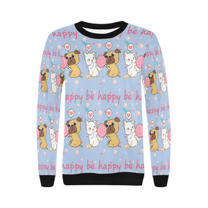 Be Happy Pug Love Women's Sweatshirt-Apparel-Apparel, Pug, Sweatshirt-2