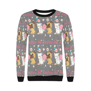 Be Happy Pug Love Women's Sweatshirt-Apparel-Apparel, Pug, Sweatshirt-5