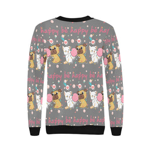 Be Happy Pug Love Women's Sweatshirt-Apparel-Apparel, Pug, Sweatshirt-6