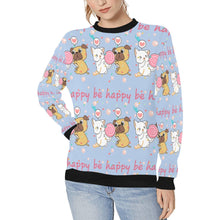 Load image into Gallery viewer, Be Happy Pug Love Women&#39;s Sweatshirt-Apparel-Apparel, Pug, Sweatshirt-LightSteelBlue1-XS-1
