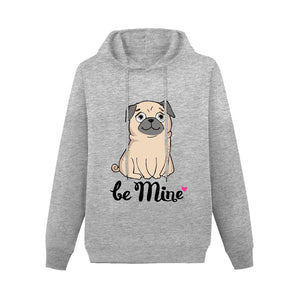 Be Mine Pug Love Women's Cotton Fleece Hoodie Sweatshirt-Apparel-Apparel, Hoodie, Pug, Sweatshirt-Gray-XS-6