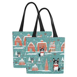 Boston Terrier Winter Wonderland Large Christmas Tote Bags - Set of 2-Accessories-Accessories, Bags, Boston Terrier, Christmas-9