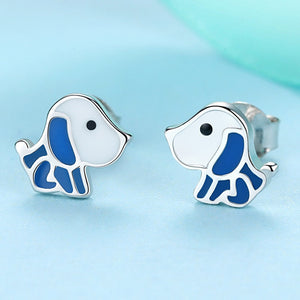Image of Beagle earrings in the cutest sitting Blue and White Beagle in enamel design