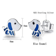 Size image of Beagle earrings in the super cute sitting Blue and White Beagle in enamel design