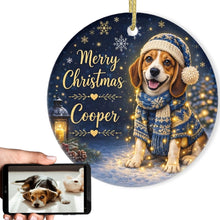 Load image into Gallery viewer, Beagle Christmas Ornament - Cozy Winter Pet Portrait Design - Personalize with Photo and Name-Christmas Ornament-Christmas,Christmas Ornament,Personalize Artwork-1
