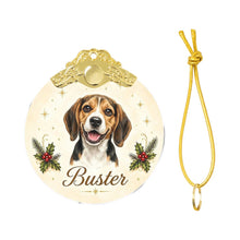 Load image into Gallery viewer, Beagle Christmas Ornament - Gold Crown Dog Portrait - Personalized with Photo and Name-Christmas Ornament-Christmas,Christmas Ornament,Personalize Artwork-4