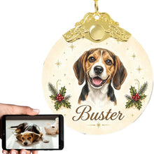 Load image into Gallery viewer, Beagle Christmas Ornament - Gold Crown Dog Portrait - Personalized with Photo and Name-Christmas Ornament-Christmas,Christmas Ornament,Personalize Artwork-1