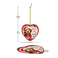 Load image into Gallery viewer, Beagle Christmas Ornament - Love &amp; Joy Heart Shaped Portrait - Personalized with Name-Christmas Ornament-Beagle,Christmas,Personalize Artwork-6