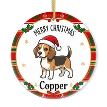 Load image into Gallery viewer, Beagle Christmas Ornament - Personalized Whimsical Holiday Cartoon Art Design - with Name-Christmas Ornament-Beagle,Christmas,Personalize Artwork-3