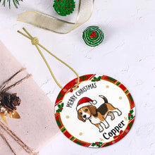 Load image into Gallery viewer, Beagle Christmas Ornament - Personalized Whimsical Holiday Cartoon Art Design - with Name-Christmas Ornament-Beagle,Christmas,Personalize Artwork-4