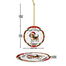 Load image into Gallery viewer, Beagle Christmas Ornament - Personalized Whimsical Holiday Cartoon Art Design - with Name-Christmas Ornament-Beagle,Christmas,Personalize Artwork-5