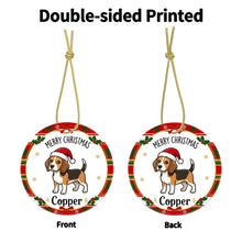 Load image into Gallery viewer, Beagle Christmas Ornament - Personalized Whimsical Holiday Cartoon Art Design - with Name-Christmas Ornament-Beagle,Christmas,Personalize Artwork-6
