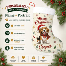 Load image into Gallery viewer, Beagle Christmas Stocking - Cozy Festive Wishes - Personalize with Photo and Name-Christmas Ornament-Christmas,Christmas Stocking,Personalize Artwork-2