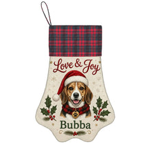 Load image into Gallery viewer, Beagle Christmas Stocking - Holly &amp; Tartan Portrait - Personalize with Photo and Name-Christmas Ornament-Christmas,Christmas Stocking,Personalize Artwork-3