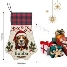 Load image into Gallery viewer, Beagle Christmas Stocking - Holly &amp; Tartan Portrait - Personalize with Photo and Name-Christmas Ornament-Christmas,Christmas Stocking,Personalize Artwork-4