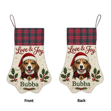 Load image into Gallery viewer, Beagle Christmas Stocking - Holly &amp; Tartan Portrait - Personalize with Photo and Name-Christmas Ornament-Christmas,Christmas Stocking,Personalize Artwork-5