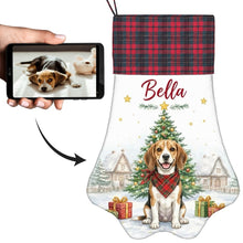 Load image into Gallery viewer, Beagle Christmas Stocking - Home for the Holidays - Personalize with Photo and Name-Christmas Ornament-Christmas,Christmas Stocking,Personalize Artwork-1