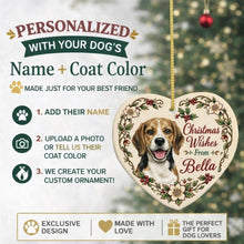 Load image into Gallery viewer, Beagle Dog Ornament - Christmas Wishes Design - Personalized with Name-Christmas Ornament-Beagle,Christmas,Personalize Artwork-2