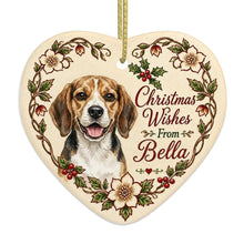 Load image into Gallery viewer, Beagle Dog Ornament - Christmas Wishes Design - Personalized with Name-Christmas Ornament-Beagle,Christmas,Personalize Artwork-4