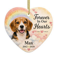 Load image into Gallery viewer, Beagle Dog Ornament - Forever In Our Hearts Design - Personalized with Name-Christmas Ornament-Beagle,Christmas,Personalize Artwork-4