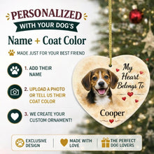 Load image into Gallery viewer, Beagle Dog Ornament - My Heart Belongs To Design - Personalized with Name-Christmas Ornament-Christmas,Personalize Artwork-2