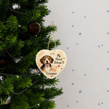 Load image into Gallery viewer, Beagle Dog Ornament - My Heart Belongs To Design - Personalized with Name-Christmas Ornament-Christmas,Personalize Artwork-3