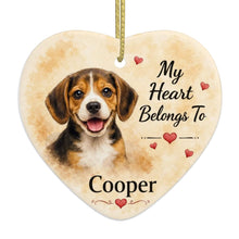 Load image into Gallery viewer, Beagle Dog Ornament - My Heart Belongs To Design - Personalized with Name-Christmas Ornament-Christmas,Personalize Artwork-4