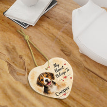 Load image into Gallery viewer, Beagle Dog Ornament - My Heart Belongs To Design - Personalized with Name-Christmas Ornament-Christmas,Personalize Artwork-6