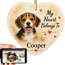 Load image into Gallery viewer, Beagle Dog Ornament - My Heart Belongs To Design - Personalized with Name-Christmas Ornament-Christmas,Personalize Artwork-1
