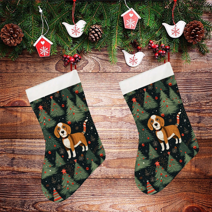 Beagle Holiday Charm Christmas Stocking-Christmas Ornament-Beagle, Christmas, Home Decor-26X42CM-White-2