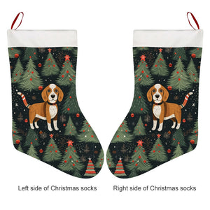 Beagle Holiday Charm Christmas Stocking-Christmas Ornament-Beagle, Christmas, Home Decor-26X42CM-White-3