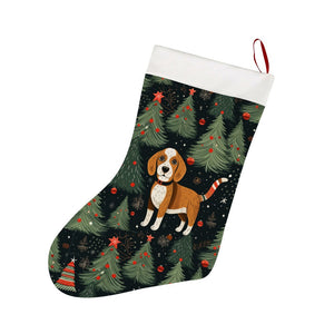 Beagle Holiday Charm Christmas Stocking-Christmas Ornament-Beagle, Christmas, Home Decor-26X42CM-White-1