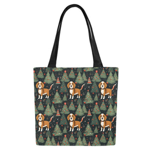 Beagle Holiday Charm Large Canvas Tote Bags - Set of 2-Accessories-Accessories, Bags, Beagle-4