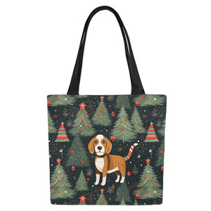 Beagle Holiday Charm Large Canvas Tote Bags - Set of 2-Accessories-Accessories, Bags, Beagle-7