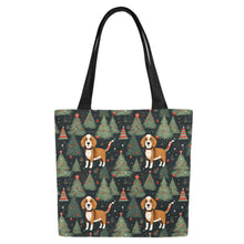 Load image into Gallery viewer, Beagle Holiday Charm Large Canvas Tote Bags - Set of 2-Accessories-Accessories, Bags, Beagle-8