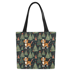 Beagle Holiday Charm Large Canvas Tote Bags - Set of 2-Accessories-Accessories, Bags, Beagle-8