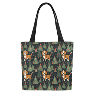 Beagle Holiday Charm Large Canvas Tote Bags - Set of 2-Accessories-Accessories, Bags, Beagle-9