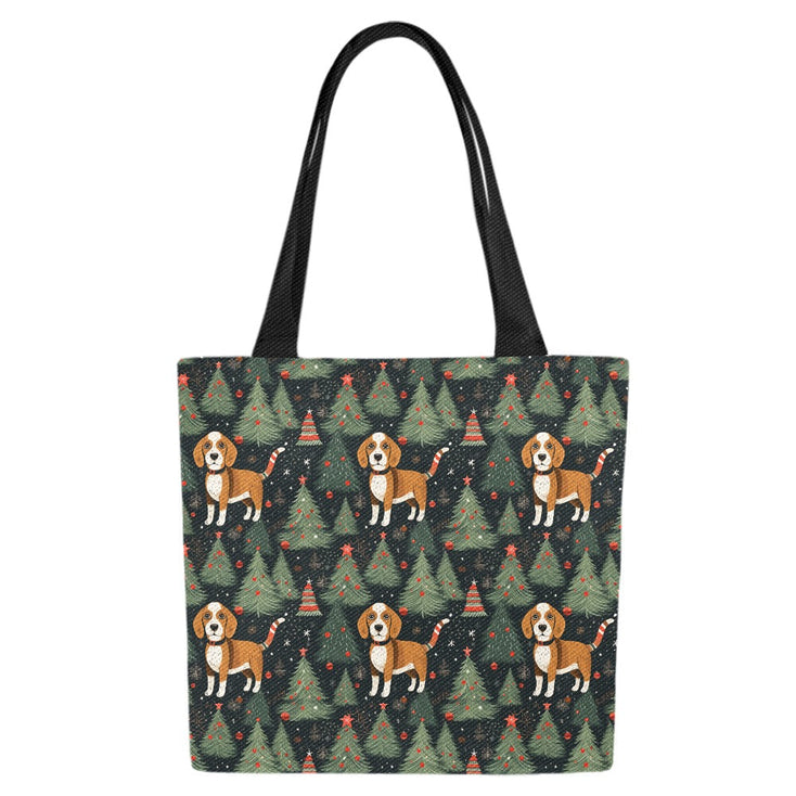 Beagle Holiday Charm Large Canvas Tote Bags - Set of 2-Accessories-Accessories, Bags, Beagle-9