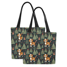 Load image into Gallery viewer, Beagle Holiday Charm Large Canvas Tote Bags - Set of 2-Accessories-Accessories, Bags, Beagle-Four Beagles-Set of 2-2